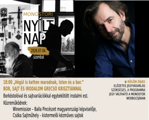 Bor, sajt és irodalom Grecsó Krisztiánnal - 07.04. 18:00