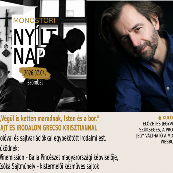 Bor, sajt és irodalom Grecsó Krisztiánnal - 07.04. 18:00