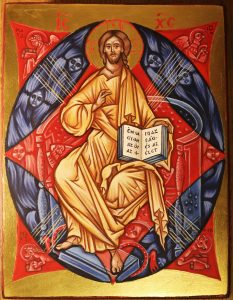 Trónoló Krisztus - kézzel festett ikon