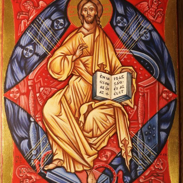 Trónoló Krisztus - kézzel festett ikon
